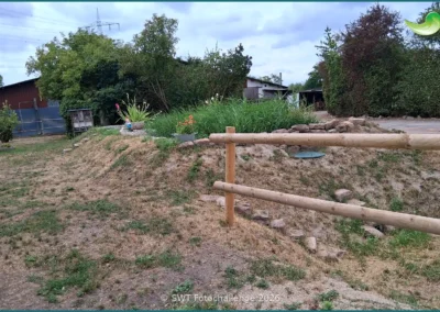 Bepflanzter Bodenfilter einer Pflanzenkläranlage, Sommer 2026
